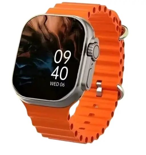 T800 / T900 Ultra Wireless Charging Smartwatch – Orange Alloy Band - Zento