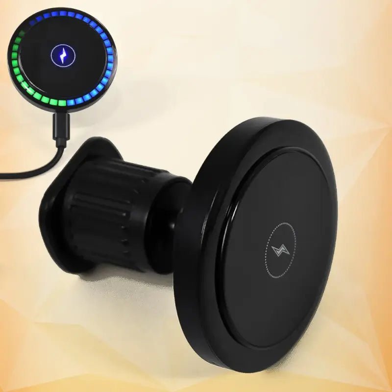 Magnetic Wireless Car Charger with Music Reactive Lights | 360° Rotating Air Vent Phone Mount for iPhone (1 Set) - Zento