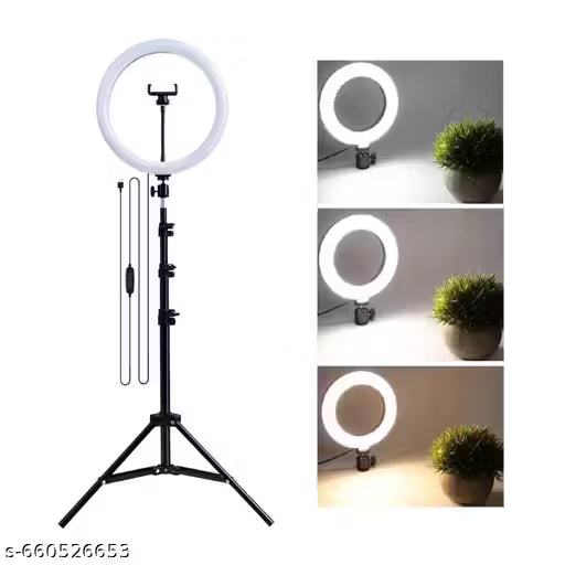 NAVYAProfessional 10-Inch Ring Light 3 Mode with 7FT Tripod Stand and Collar Microphone – Ideal for Content Creation, Photography & Video Recording