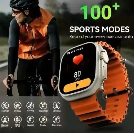 T800 / T900 Ultra Wireless Charging Smartwatch – Orange Alloy Band - Zento