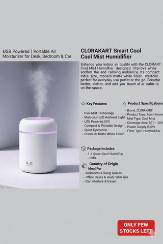 CLORAKART Smart Cool Mist Humidifier with Color Light - Zento