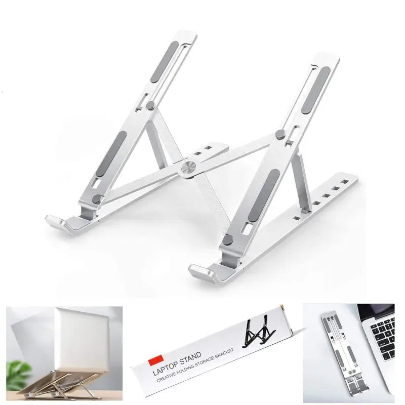 Laptop Stand for Desk | Metal Portable Laptop Stand, with 6 Adjustable Angles | Laptop Riser, Phone, and Tablet Stand | Compatible for All Laptop - Zento