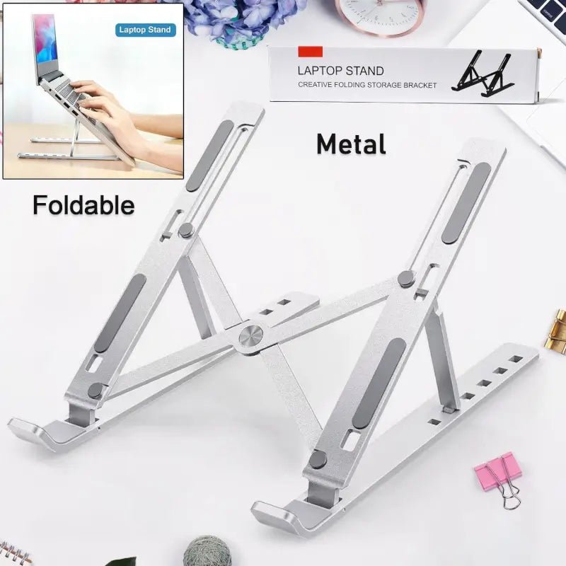 Laptop Stand for Desk | Metal Portable Laptop Stand, with 6 Adjustable Angles | Laptop Riser, Phone, and Tablet Stand | Compatible for All Laptop - Zento