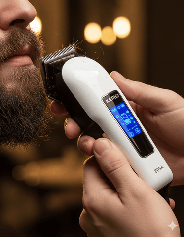 Kemei 809A Professional Rechargeable Electric Hair Clipper & Trimmer | LCD Display | Wet & Dry | Beard, Hair, Body Grooming for Men & Women | Wireless Barber Trimmer - Zento