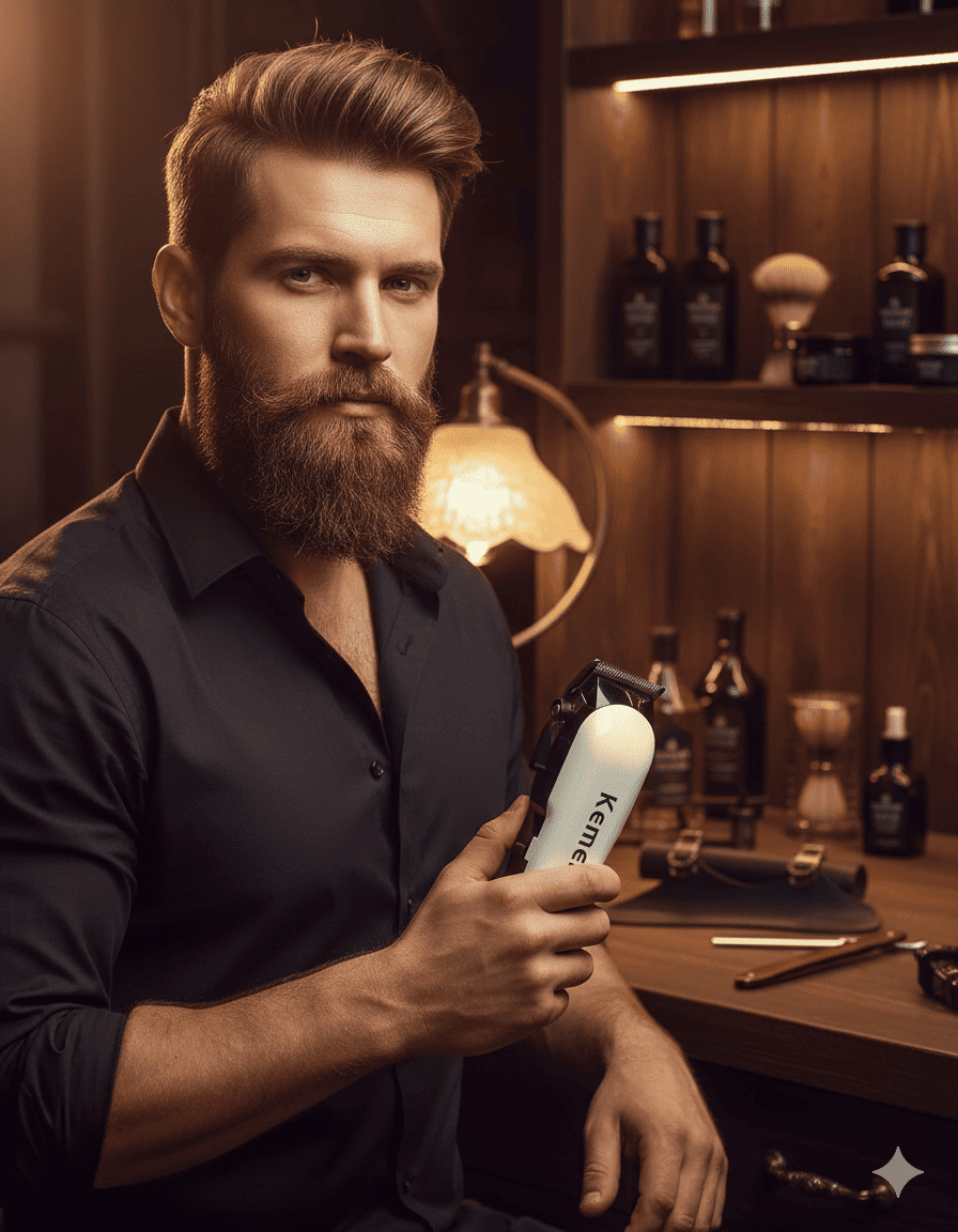 Kemei 809A Professional Rechargeable Electric Hair Clipper & Trimmer | LCD Display | Wet & Dry | Beard, Hair, Body Grooming for Men & Women | Wireless Barber Trimmer - Zento