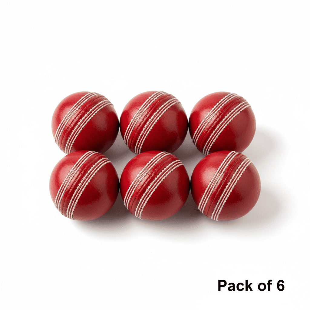Red Leather Cricket Ball Combo – Pack of 6 - Zento