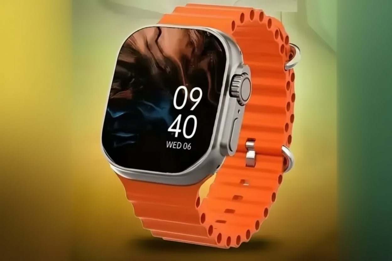 T800 / T900 Ultra Wireless Charging Smartwatch – Orange Alloy Band - Zento