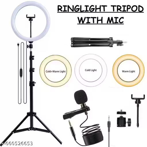 NAVYAProfessional 10-Inch Ring Light 3 Mode with 7FT Tripod Stand and Collar Microphone – Ideal for Content Creation, Photography & Video Recording