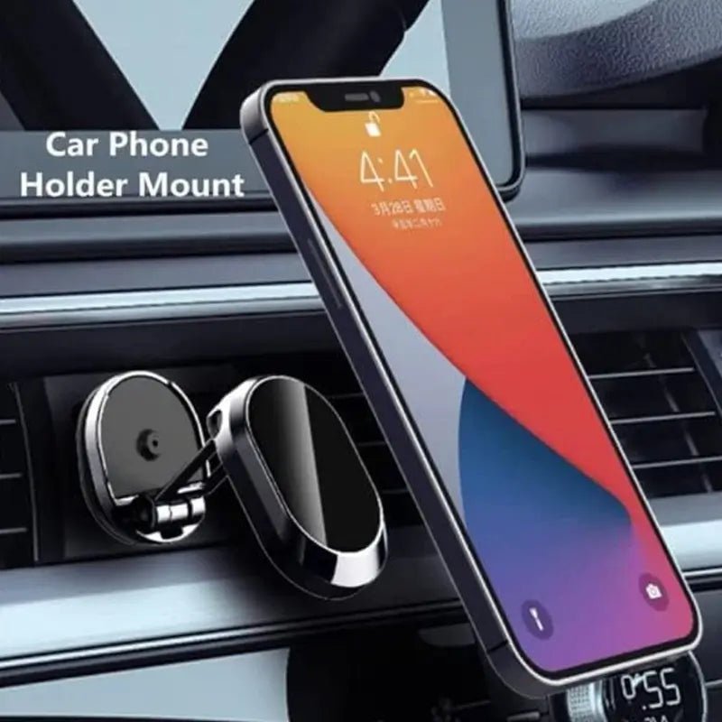 360 Degree Rotating Magnetic Car Phone Holder | Metal Folding Car Phone Holder | New Alloy Folding Magnetic Car Phone Holder (Pack of 1) - Zento